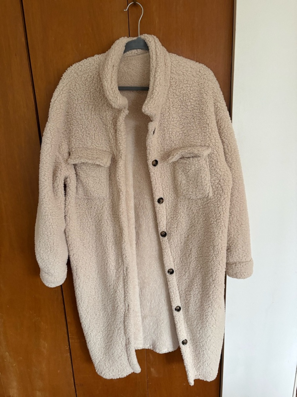 SHEIN Sherpa Button-Front Coat